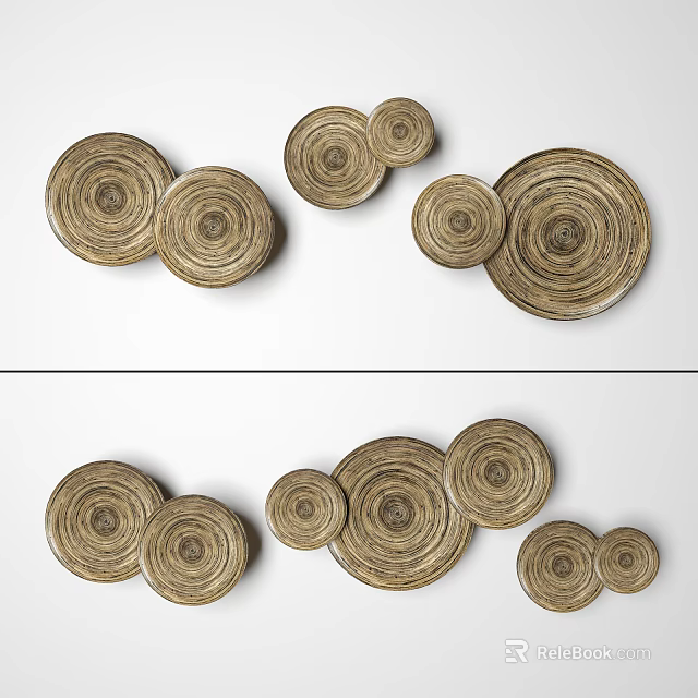 Modern Woven Circular Wall Decor With Natural Texture And Multiple Sizes 3d model