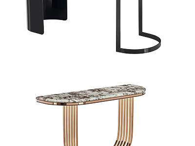 Elegant Modern Console Table With Marble Top And Gold Metal Legs Design 3d model