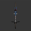 Blue And Black Mountain Bike With Red Saddle And Sturdy Frame Design