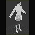 Black And White Formal Outfit With Shirt Tie Skirt Socks And Mask