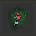 Game Character With Red Hair White And Blue Outfit Standing On Rock Green Grass