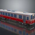 Red And White Modern Train Car With Multiple Windows And Reflection Effect