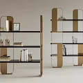 Elegant Modern Bookcase Design With Gold Frame Black Shelves And Decorative Books