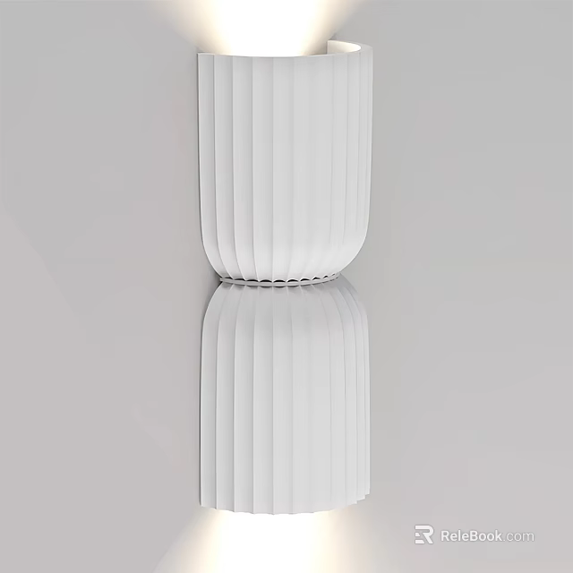 White Wall Lamp with Striped Design Sleek Surface and Reflective Effect 3d model 
