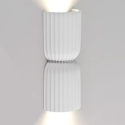 White Wall Lamp with Striped Design Sleek Surface and Reflective Effect 3d model