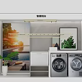Smart Balcony Design With Washing Machine Sink Tile Wall Seating And City View
