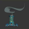 Blue Mechanical Creature With Tentacle Base And White Flowing Energy Details 3d model