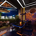 Starry Sky Themed Casual Bar With Astronaut Design And Outdoor Seating Area