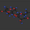 Detailed Medical Device Molecular Structure 3D Model Display with Blue and Red Spheres