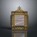 Ornate Golden Framed Decorative Daily Life Item With Cross Decoration And Textured Panel