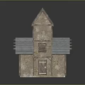 Rustic Two Story Wooden House With Blue Roof And Weathered Wood Exterior
