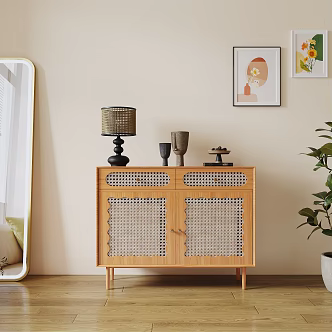 Nordic Sideboard Rattan Sideboard 3d model