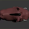 Cute Pink Cartoon Warthog Character With Black Tail Ears And Smiling Tusks