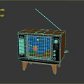 Lego Brick Built Orange Retro TV with Antenna Showing Classic Computer Game Graphics