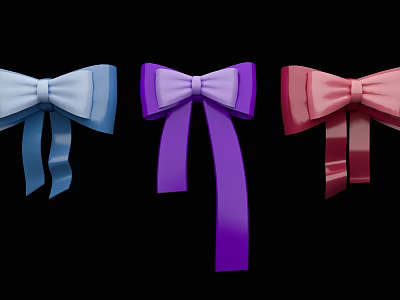 Decorative Ornament Set with Bowknot Design in Blue Purple and Pink Colors for Home Decoration 3d model