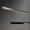 Sleek Black Linear Pendant Light With LED Strip For Modern Interior 3d model
