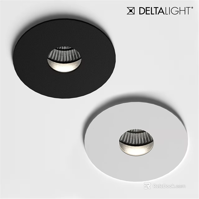 Modern Downlights and Spotlights with Black White Frame and Silver Body 3d model 