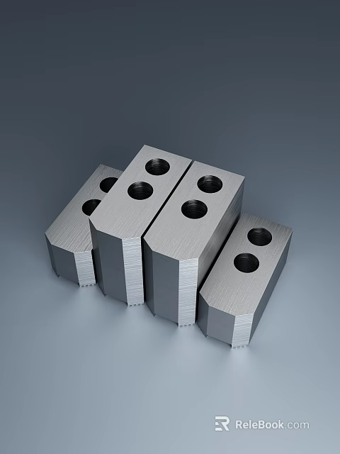 Metal Rectangular Blocks With Holes For Precision Mechanical Industrial Components 3d model 