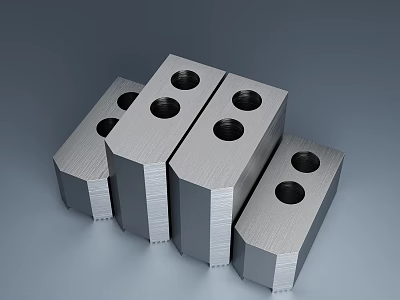 Metal Rectangular Blocks With Holes For Precision Mechanical Industrial Components 3d model