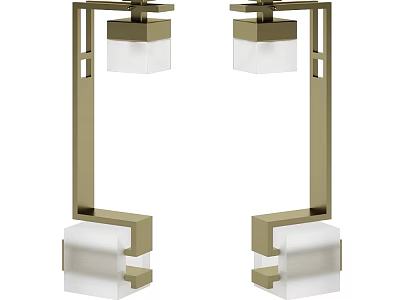 Elegant Modern Table Lamps With Brass Frame And Square Glass Shades For Geometric Home Decor 3d model
