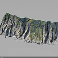 Mountainous Terrain With Blue Gray Rocky Layers Canyon Green Vegetation And Textured Surface