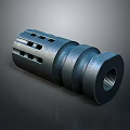 Tactical Weapon Muzzle Brake Component with Hollow Cylindrical Design and Threaded End 3d model