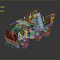 Red Yellow Multi wheeled Combat Vehicle Weapon System With Front Armament And Top Turret