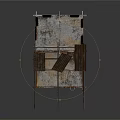 Rustic Container Building Structure With Sloped Wooden Roof And Metal Ladder