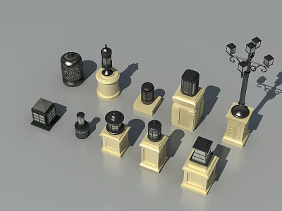 European-style street lamp post 3d model