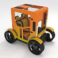 Orange And Yellow Cube Shaped Creative Furniture With Wheels And Interior Design