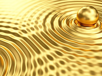 Decorative Ornament Set With Golden Sphere And Ripple Pattern Background 3d model