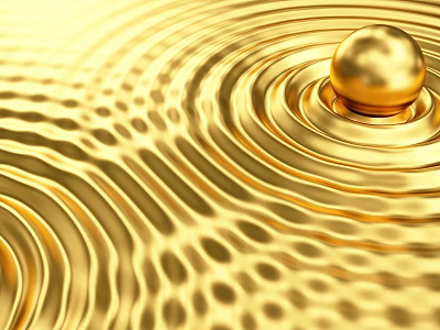 Decorative Ornament Set With Golden Sphere And Ripple Pattern Background 3d model