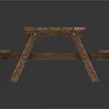 Sturdy Wooden Outdoor Picnic Table With Attached Benches For Garden Use