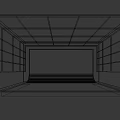 Modern Interior Space With Black Frame White Lines Tunnel Structure And Natural Landscape View