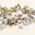 Toy Gift Shop Collection Of Elegant Gift Boxes With Decorative Bows And Stars