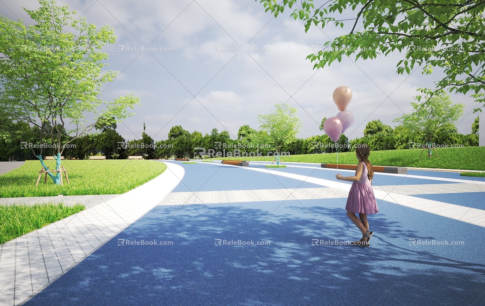 Modern Park Park Landscape Garden Trail Landscape 3d model