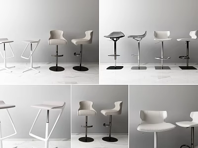 Sleek Modern Bar Stools With Upholstered Seats And Metal Frames For Kitchen Bar Areas 3d model