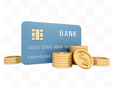Elegant Gold Jewelry Collection With Stacked Coins And Bank Card Design 3d model