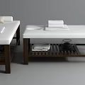 Comfortable White Massage Bed With Wooden Frame Folded Towels Tray And Teapot On Top