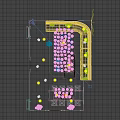 KTV Lounge Interior Design With Pink Balloons Neon Lights Red Sofas And Round Table