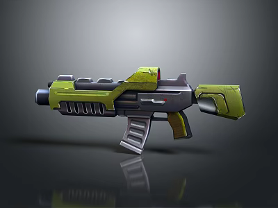 Futuristic Green And Gray Sci Fi Weapon With Modern Design Structure 3d model