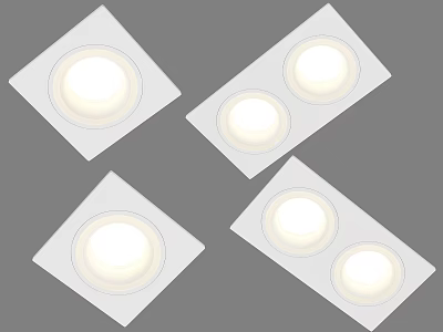 Modern Downlights And Spotlights With White Finish Single And Double Design 3d model