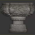 Elegant Stone Decorative Bowl With Intricate Carved Patterns And Pedestal Base
