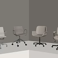 Modern Office Chairs in Neutral Tones with Sleek Backrests and Swivel Bases