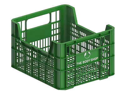 The Body Shop Green Plastic Crate With Handle And Grid Design 3d model