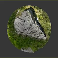 Natural Stone Material Landscape With Green Grass And Round Textured Surface 3d model