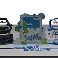 Junlebao Exhibition Booth Featuring Blue Truck and Fresh Dairy Products Promoting Healthy Lifestyle