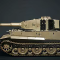 Military Sand Colored Tank Featuring White Striped Barrel Tracks And Number 2 Marking