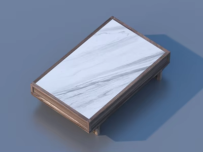 Modern Coffee Table With White Marble Top And Wooden Frame Design 3d model
