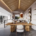 Private Dining Room Interior With Wooden Table And Modern Decor